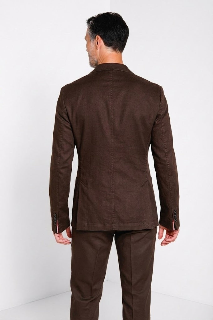 Da Vinci blazer uomo in twill di lino e cotone