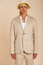 Da Vinci blazer uomo in twill di lino e cotone