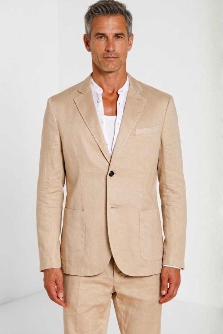 Da Vinci blazer hombre en twill de lino y algodón