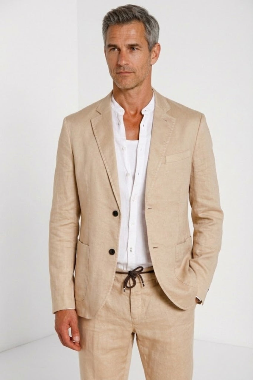 Da Vinci blazer hombre en twill de lino y algodón