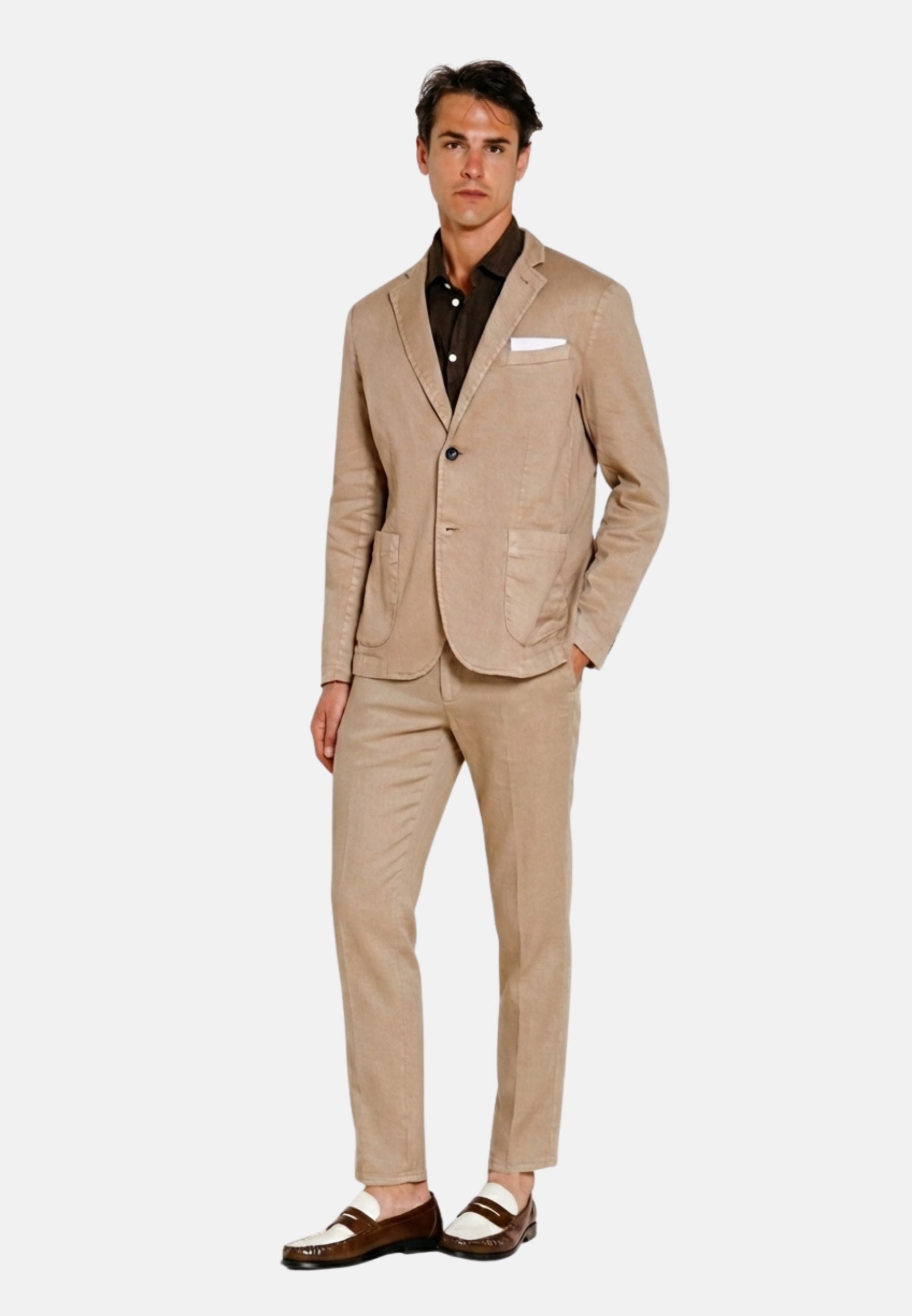 Da Vinci blazer hombre en twill de lino y algodón