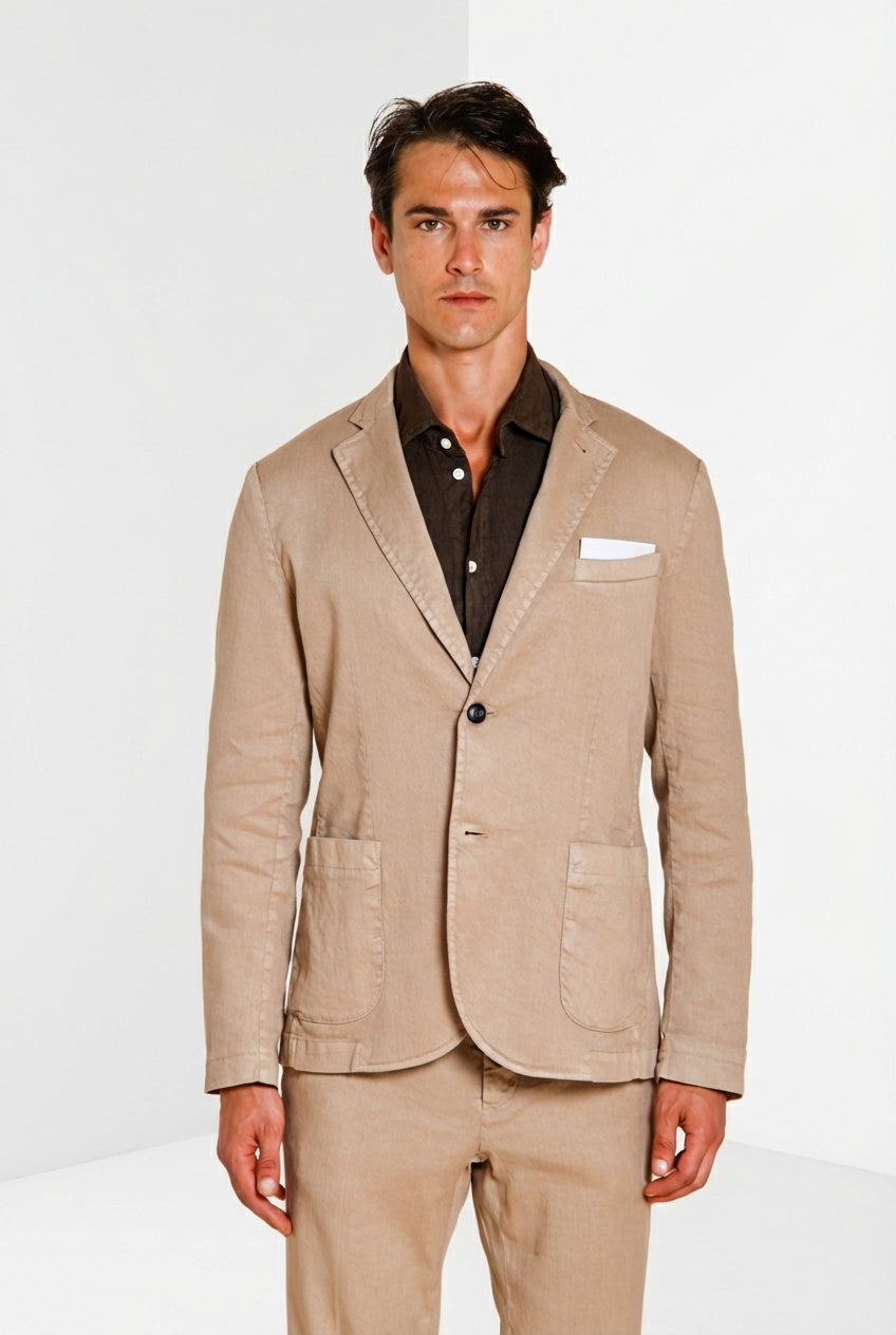 Da Vinci Blazer Herren aus Twill von Leinen und Baumwolle