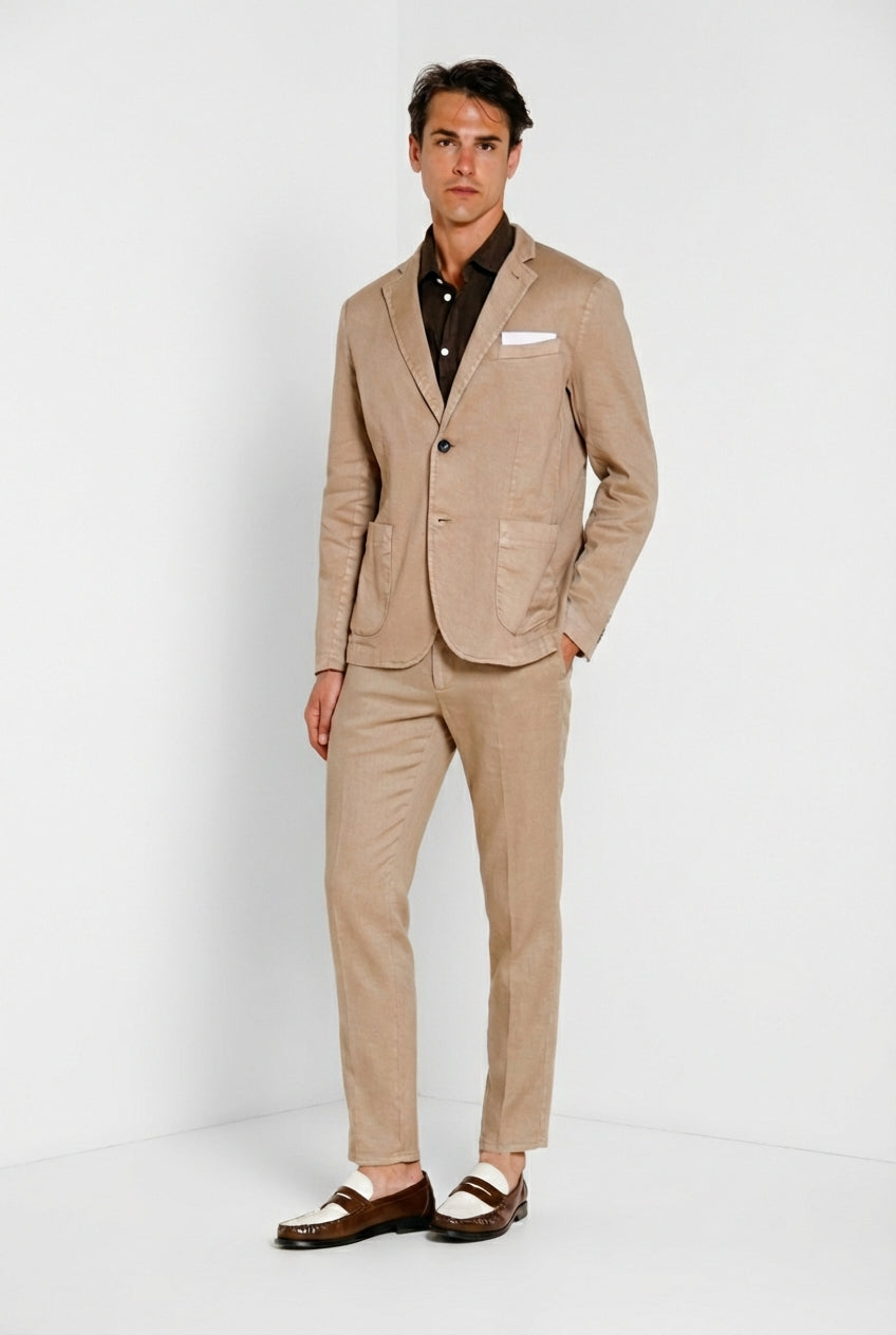 Da Vinci Blazer Herren aus Twill von Leinen und Baumwolle