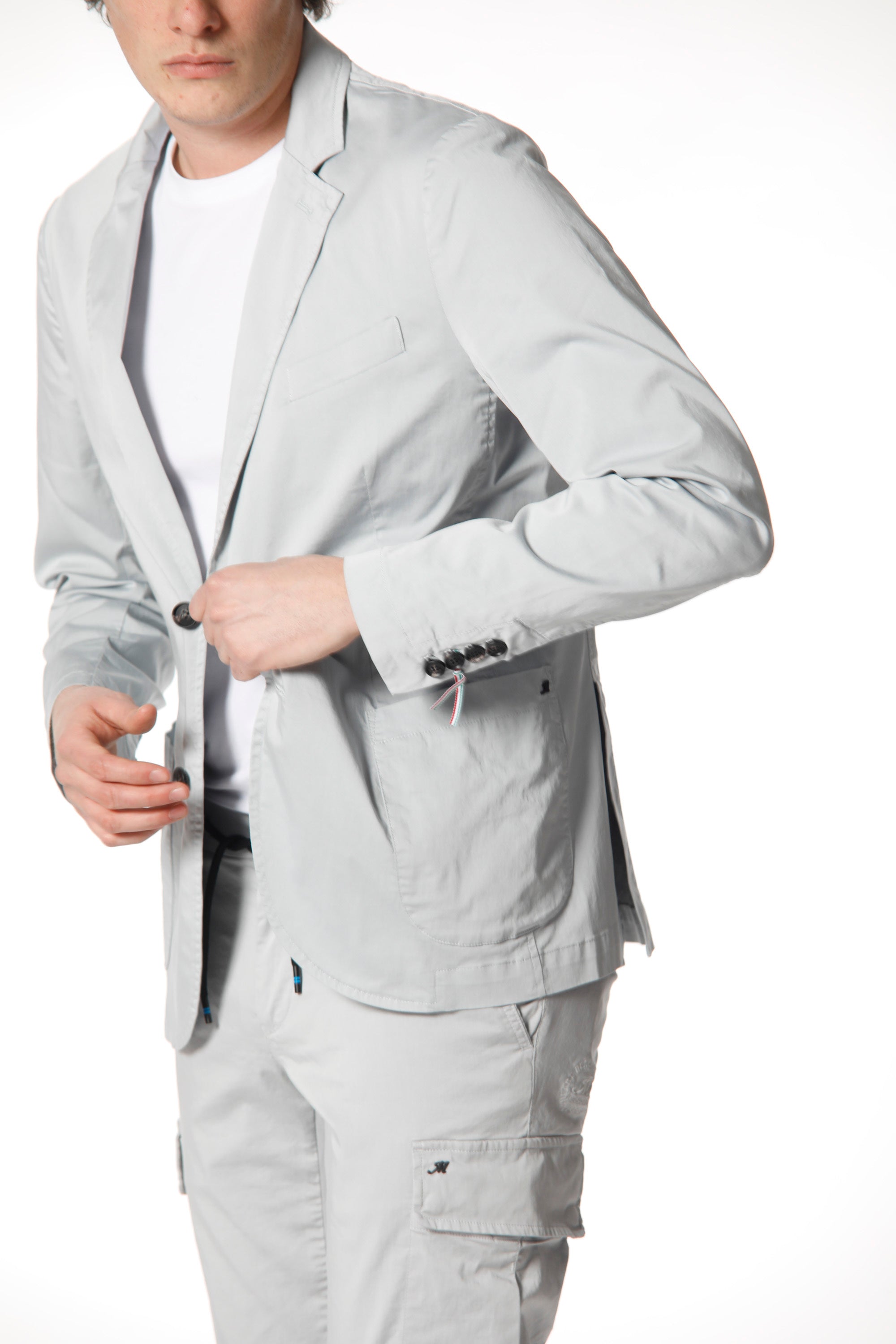 Da Vinci travel blazer uomo in raso tecnico travel stretch con dettagli regular