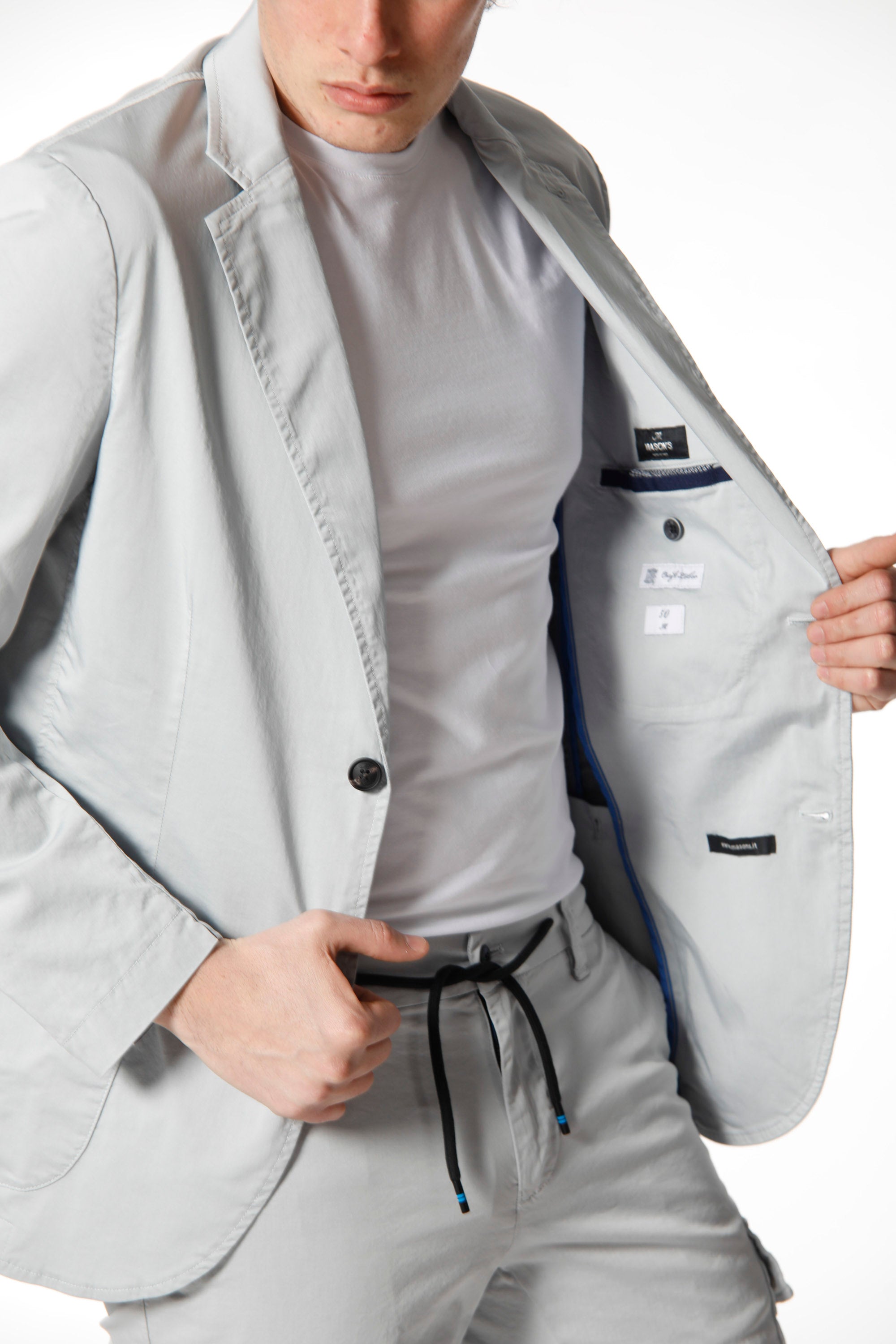 Da Vinci travel blazer uomo in raso tecnico travel stretch con dettagli regular