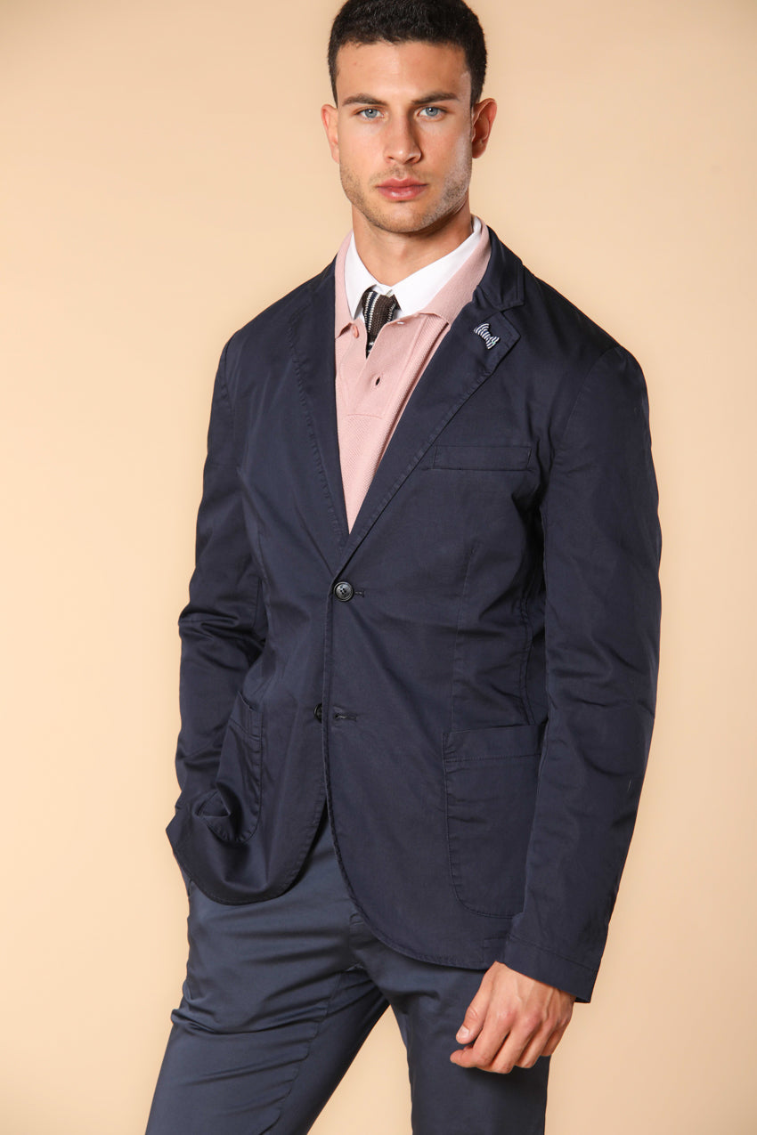 Da Vinci Travel Men's blazer in technical satin travel stretch with details 