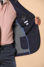 Da Vinci Travel Men's blazer in technical satin travel stretch with details 