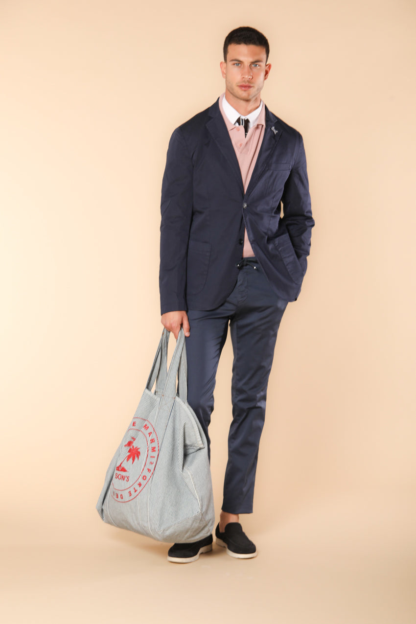 Da Vinci Travel Men's blazer in technical satin travel stretch with details 