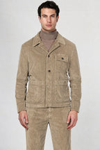 Work Jacket Herren-Overshirt aus breit geripptem Samt