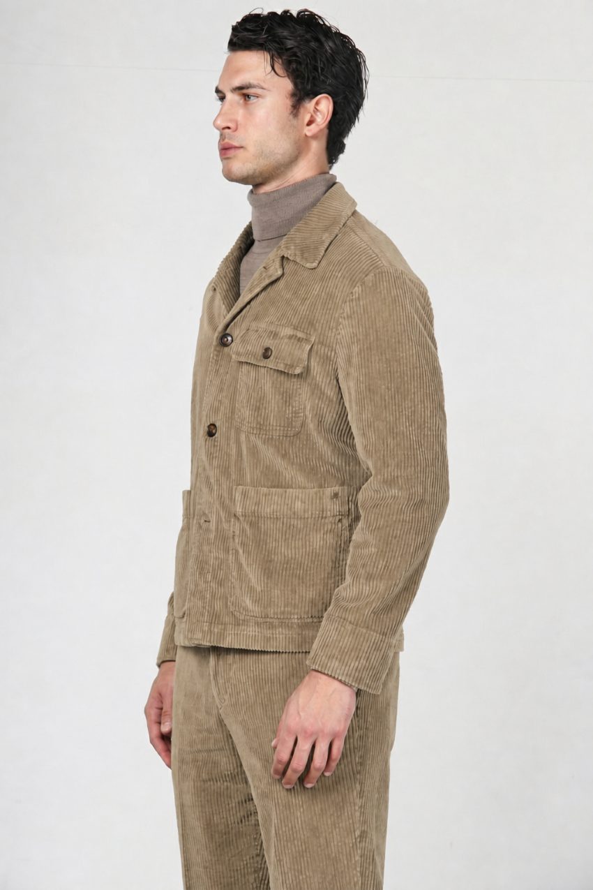 Work Jacket Herren-Overshirt aus breit geripptem Samt