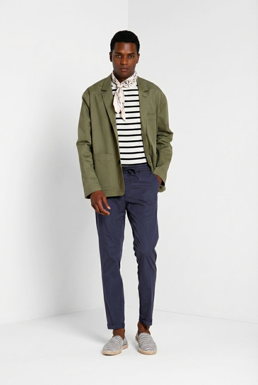 New York Sack pantalón chino jogger hombre en tela de paracaídas lyocell y algodón regular fit