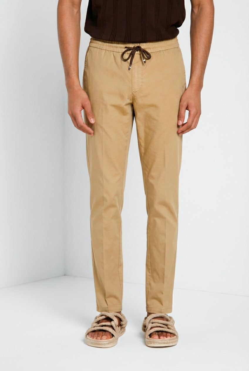 New York Sack pantalone chino jogger uomo in tela paracadute lyocell e cotone regular fit