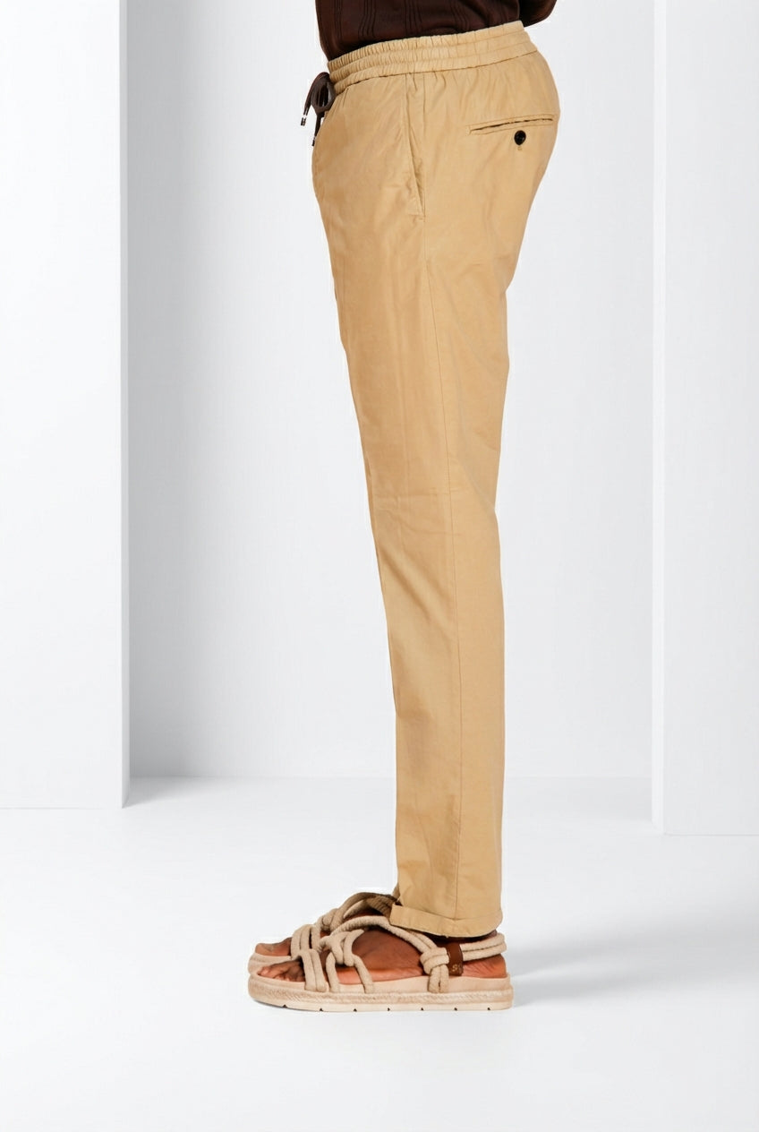 New York Sack pantalone chino jogger uomo in tela paracadute lyocell e cotone regular fit