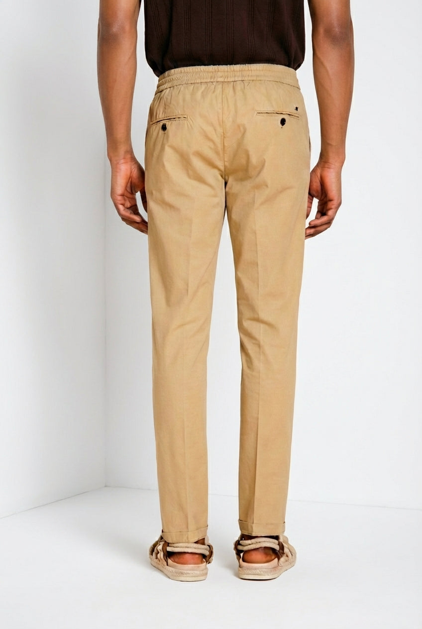 New York Sack pantalone chino jogger uomo in tela paracadute lyocell e cotone regular fit
