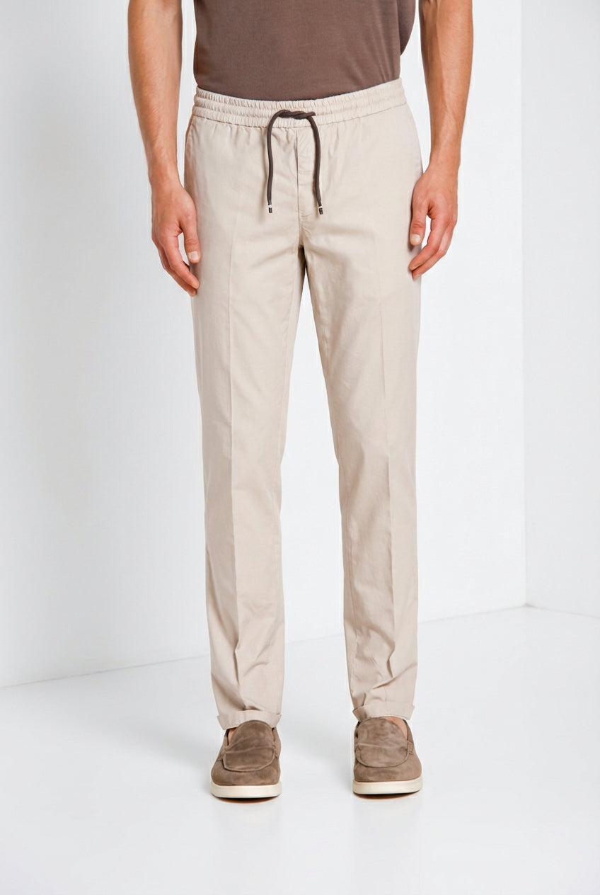 New York Sack pantalone chino jogger uomo in tela paracadute lyocell e cotone regular fit