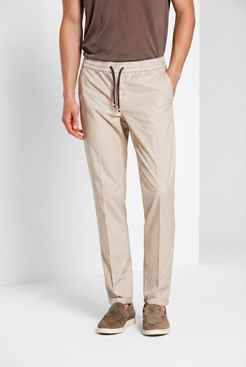 New York Sack pantalone chino jogger uomo in tela paracadute lyocell e cotone regular fit