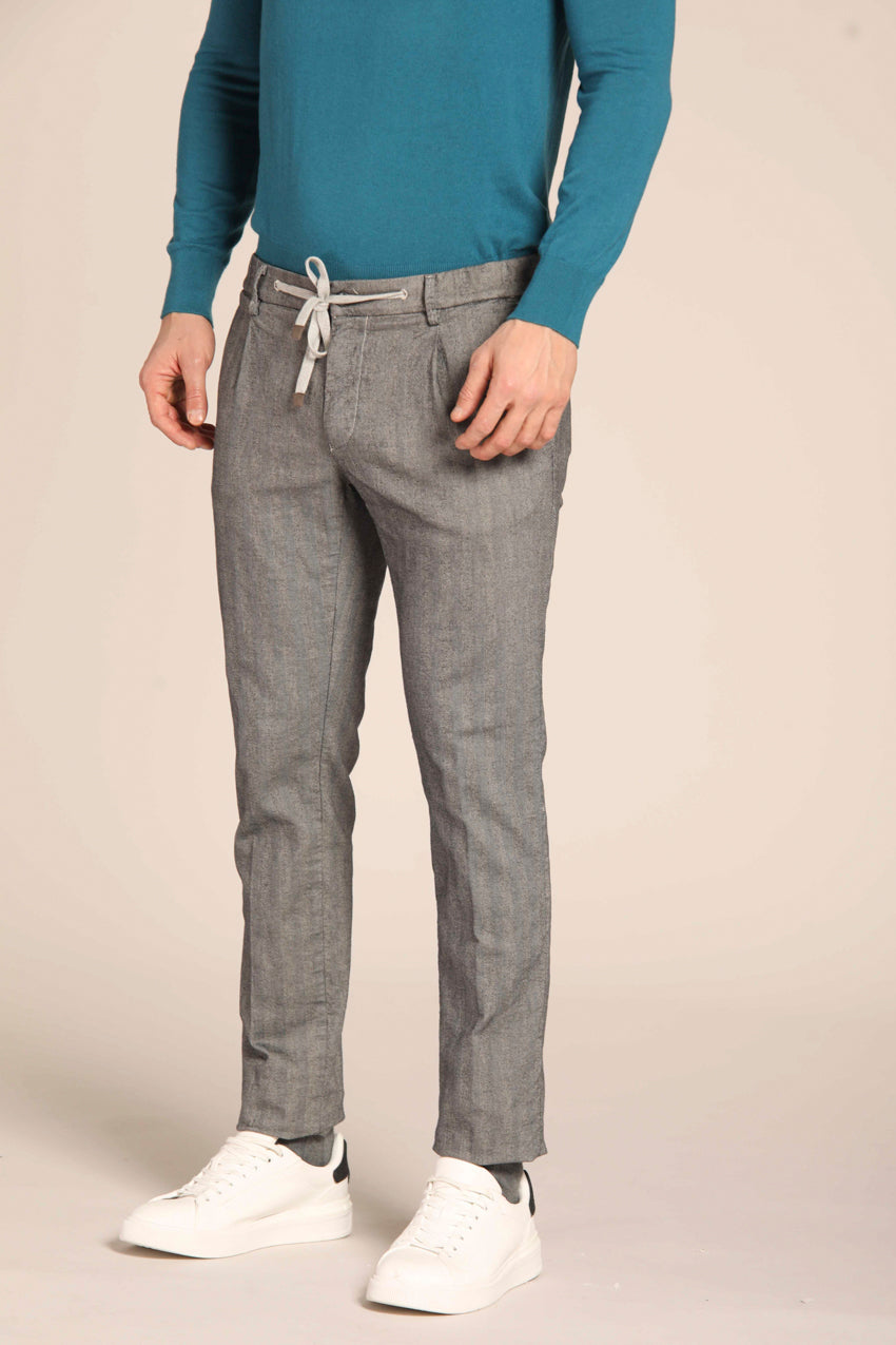 immagine 5 di pantalone chino uomo modello New York 1P City String, pattern resca, color ghiaccio fit regular di Mason's