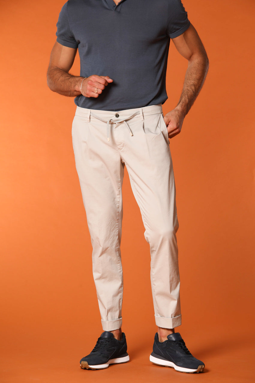 New York 1 Pinces City String chino pantalon homme en twill de coton pima léger regular fit