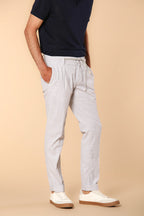 New York 1 Pinces City String pantalon chino homme en seersucker de coton à motif Prince de Galles Regular Fit