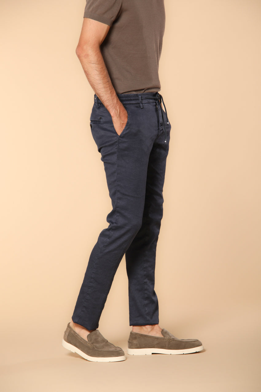 Milano Jogger men's pants in linen and cotton twill extra slim fit