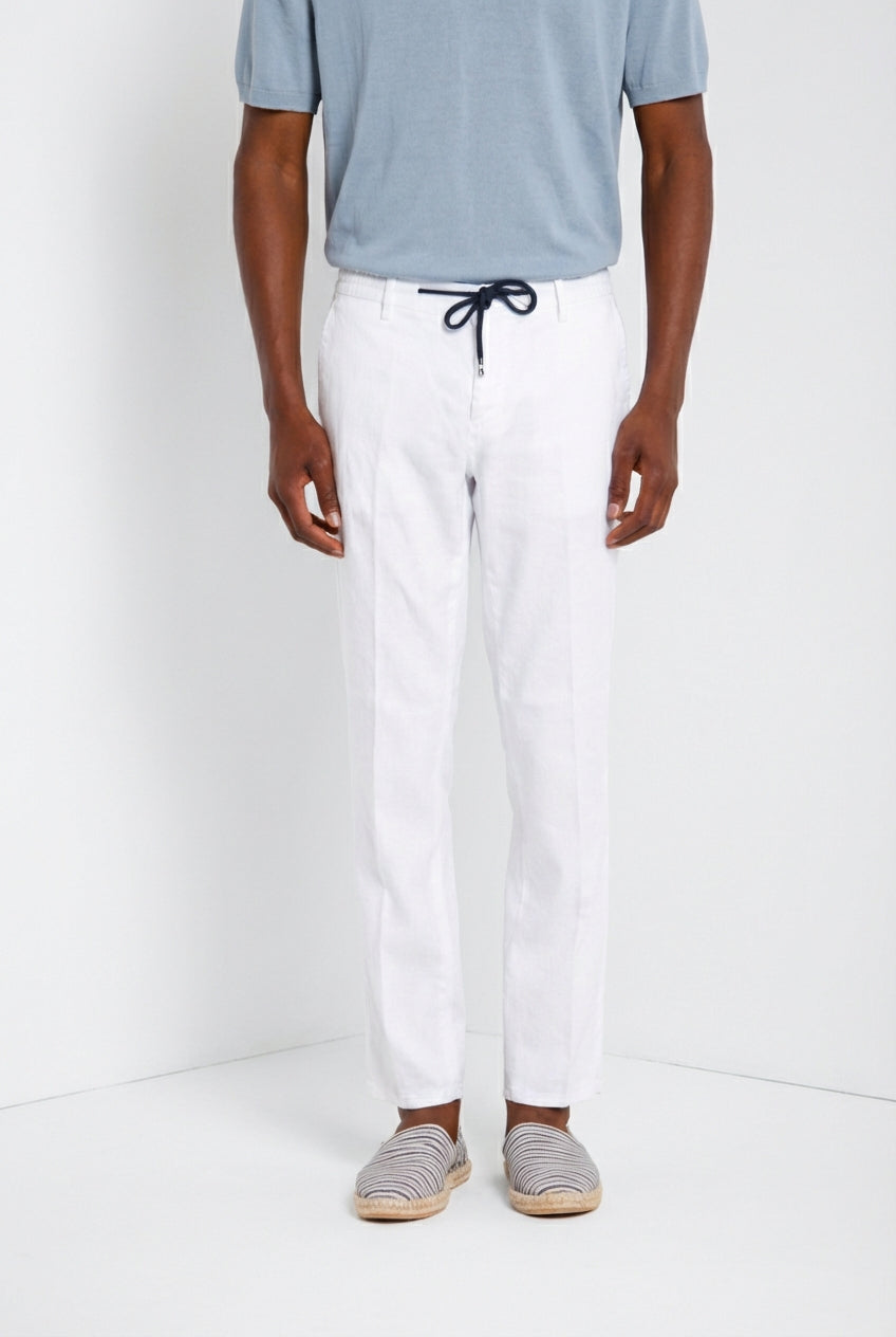 Milano Jogger pantalon chino homme en twill de lin et coton extra slim fit