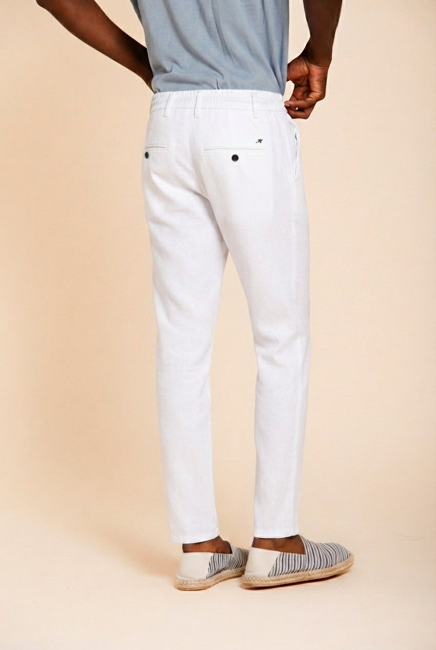 Milano Jogger pantalón chino hombre en twill de lino y algodón extra slim fit
