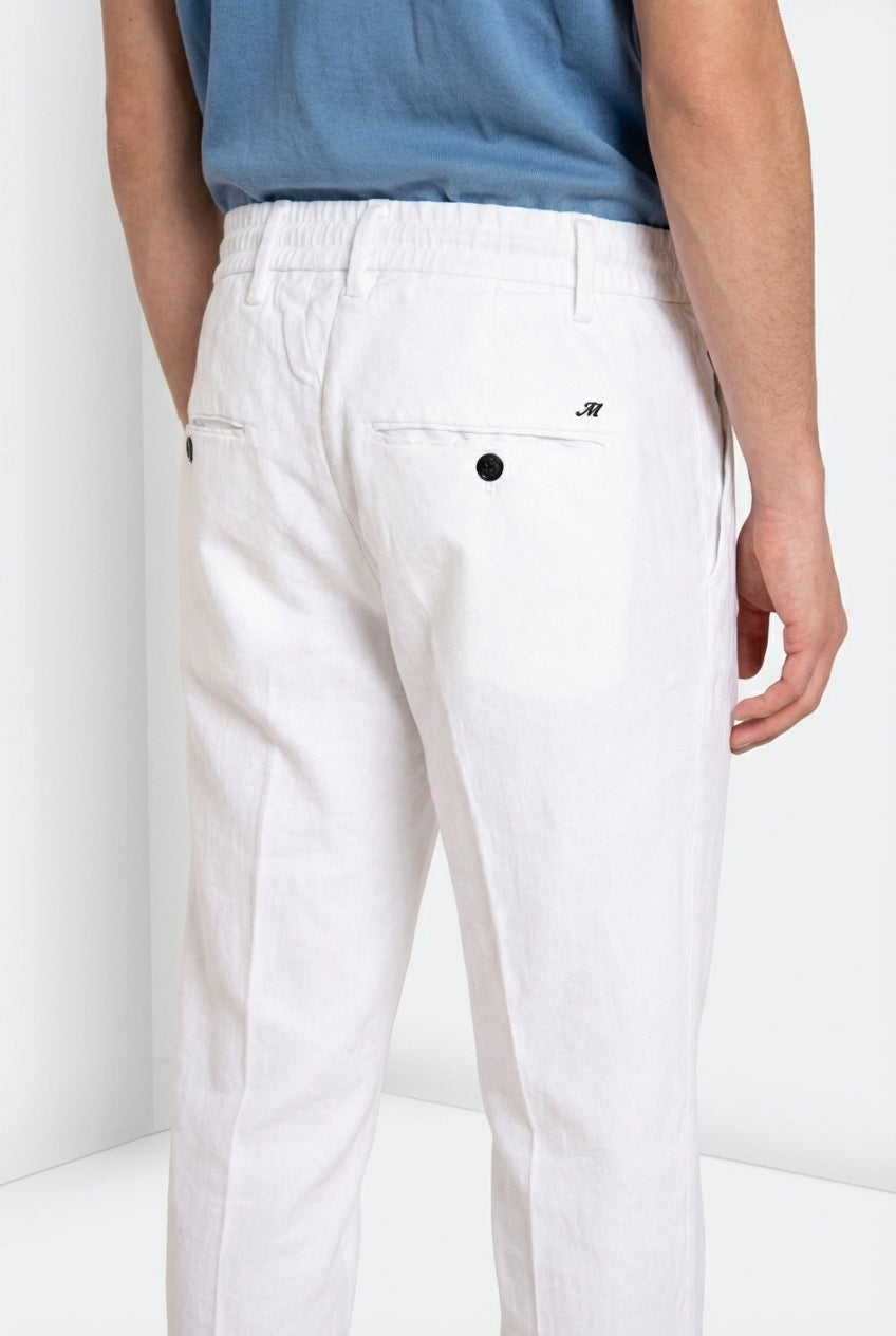 Milano Jogger men's chino pants in linen and cotton twill extra slim fit