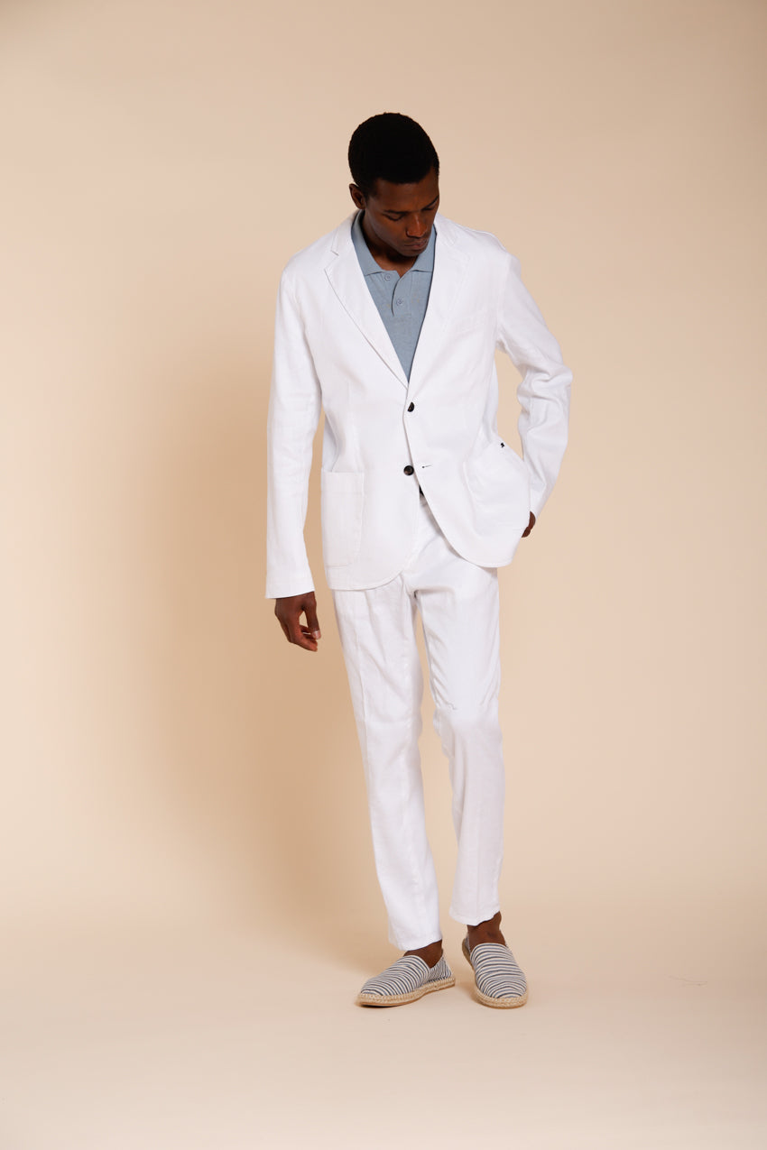 Milano Jogger pantalón chino hombre en twill de lino y algodón extra slim fit