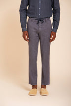 Milano Jogger pantalón chino hombre en twill de lino y algodón extra slim fit