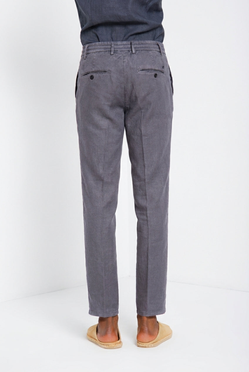 Milano Jogger pantalone chino uomo in twill di lino e cotone extra slim fit