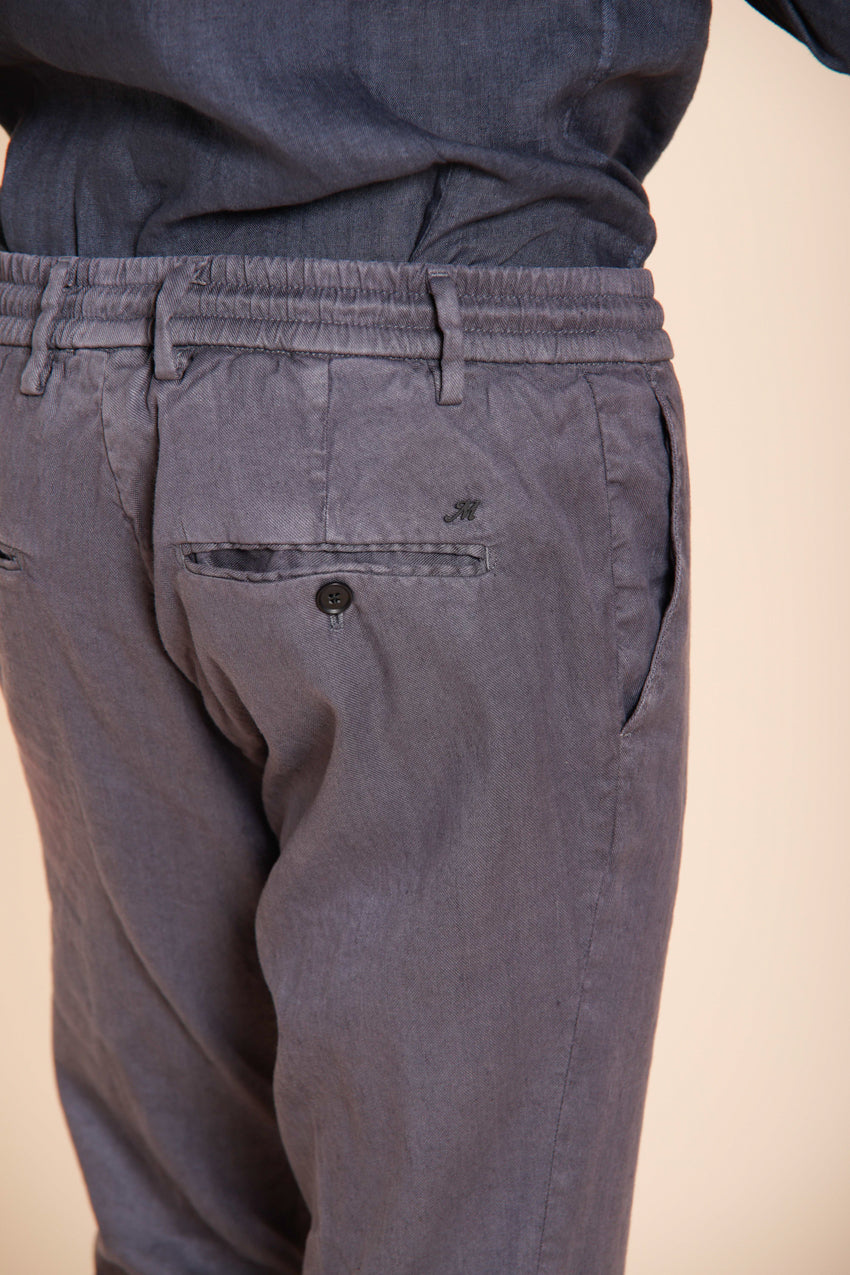 Milano Jogger pantalón chino hombre en twill de lino y algodón extra slim fit