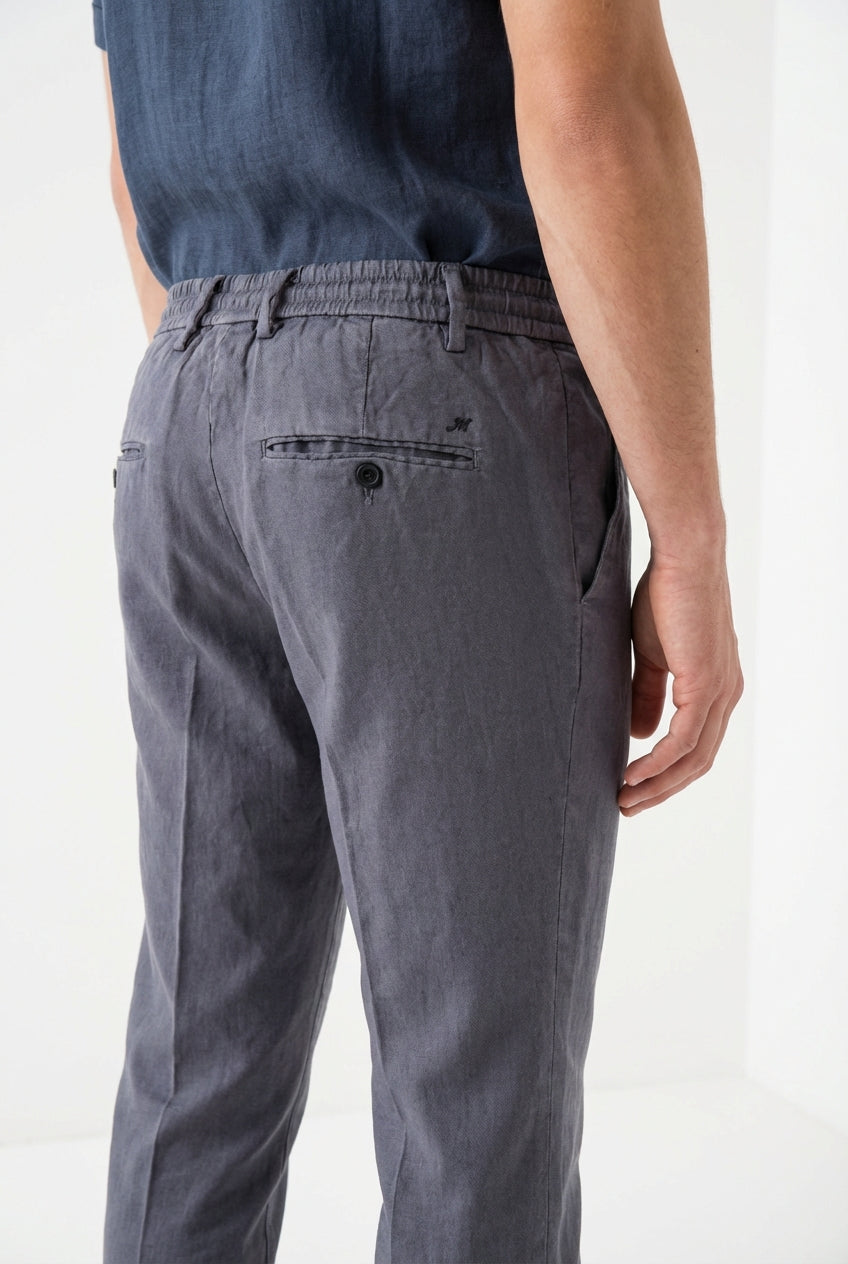 Milano Jogger men's chino pants in linen and cotton twill extra slim fit