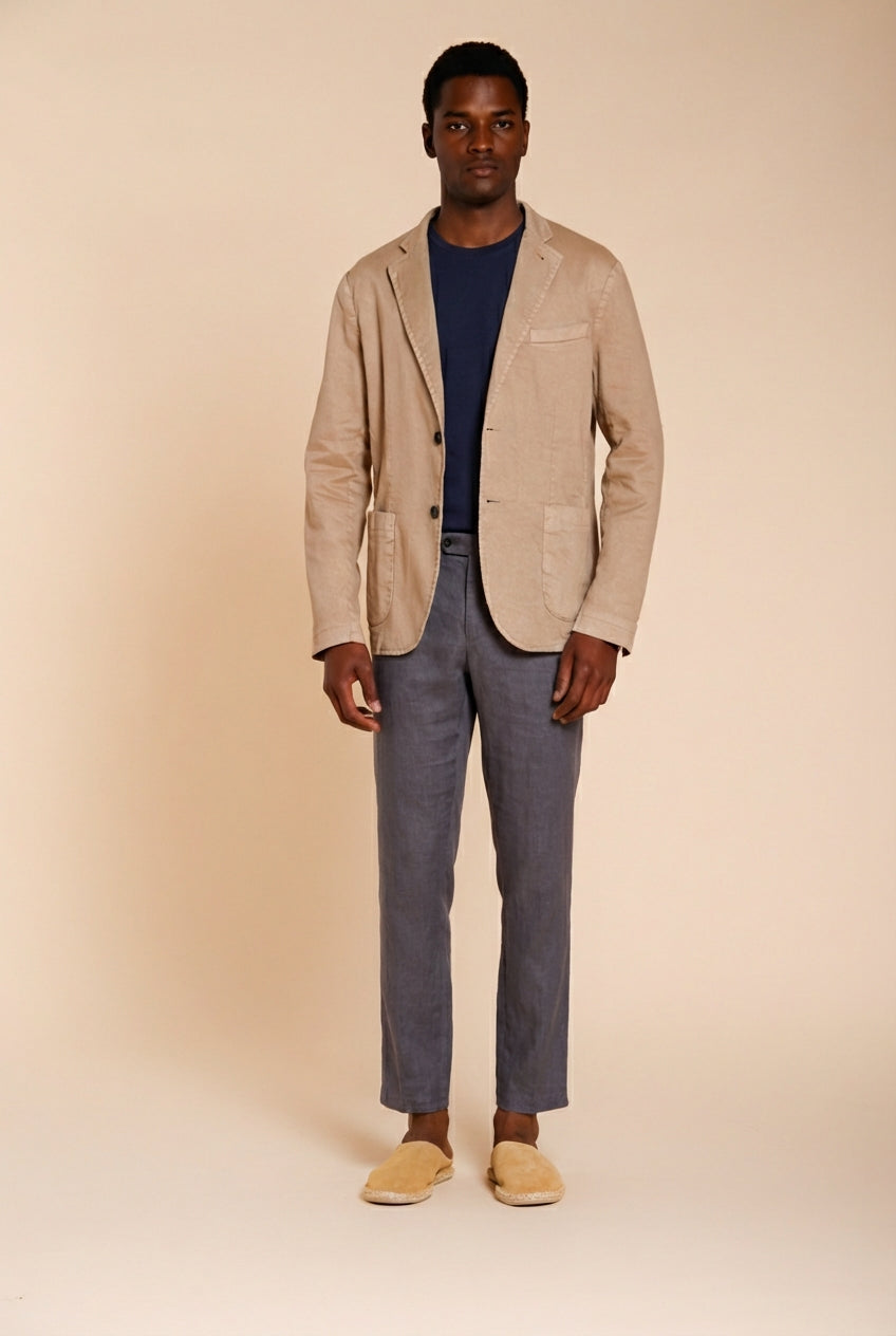 Milano Jogger pantalón chino hombre en twill de lino y algodón extra slim fit