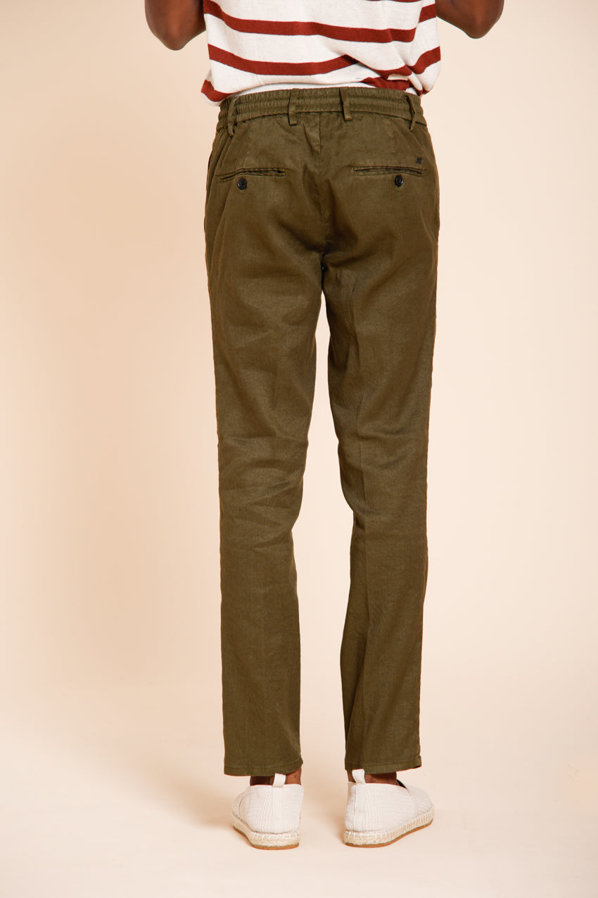 Milano Jogger pantalón chino hombre en sarga de lino y algodón extra slim fit