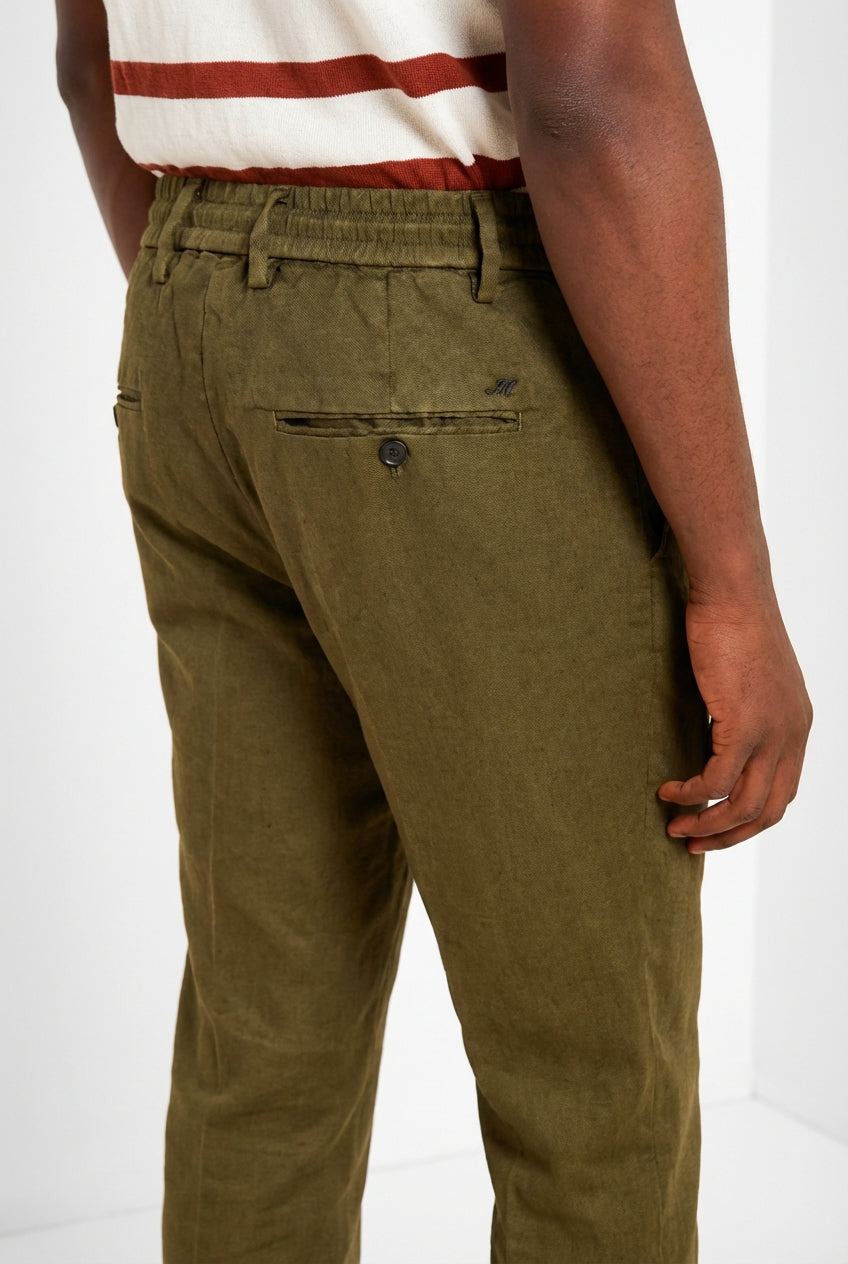 Milano Jogger Herren Chinohose aus Leinen und Baumwoll Twill extra slim fit