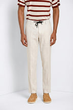 Milano Jogger men's chino pants in linen and cotton twill extra slim fit