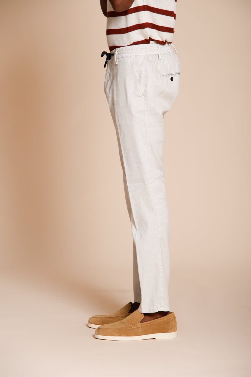 Milano Jogger pantalón chino hombre en twill de lino y algodón extra slim fit