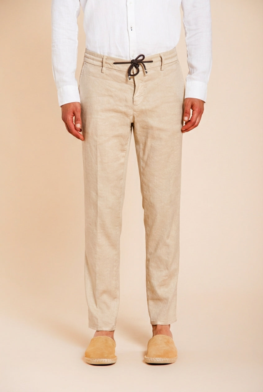 Milano Jogger pantalón chino hombre en twill de lino y algodón extra slim fit