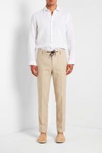 Milano Jogger pantalone chino uomo in twill di lino e cotone extra slim fit