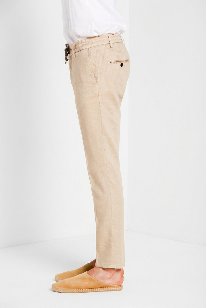 Milano Jogger pantalone chino uomo in twill di lino e cotone extra slim fit