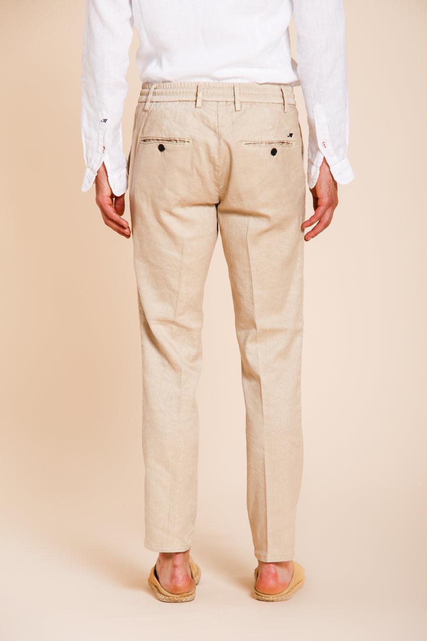 Milano Jogger pantalón chino hombre en twill de lino y algodón extra slim fit