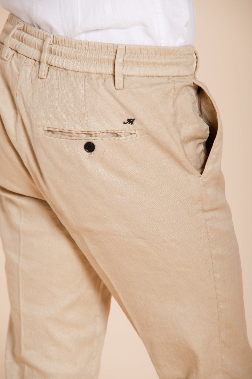 Milano Jogger pantalón chino hombre en twill de lino y algodón extra slim fit