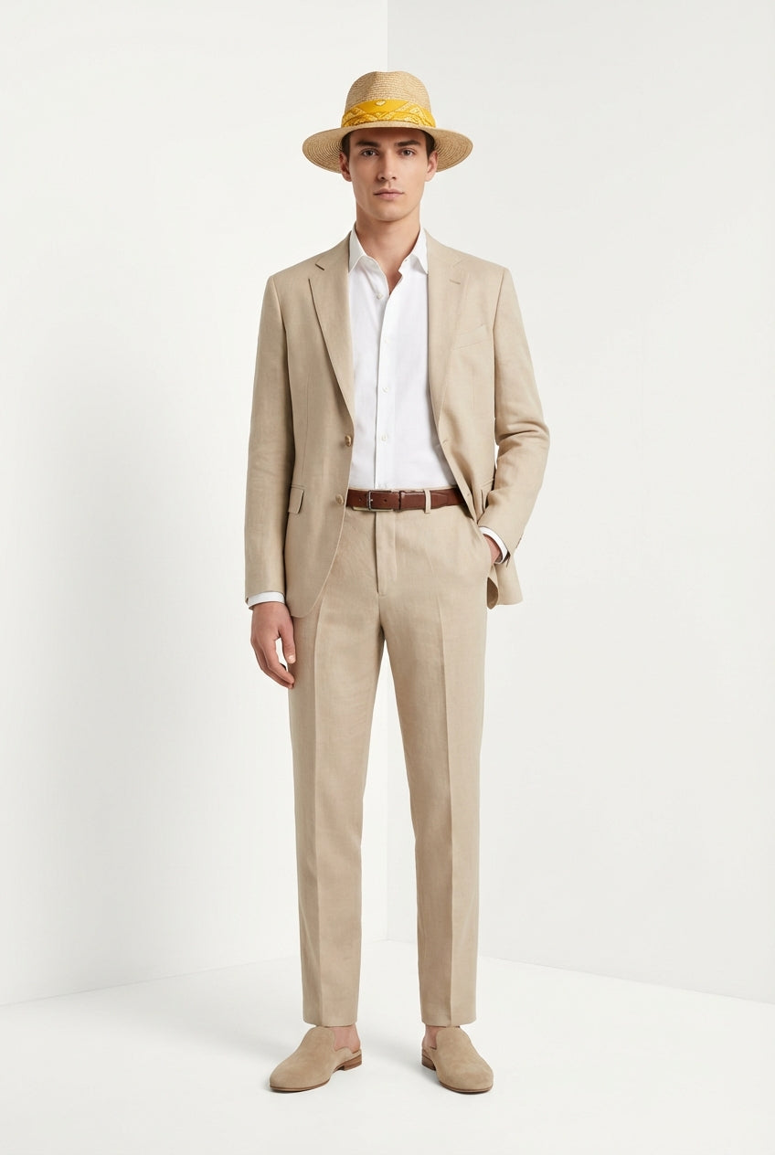 Milano Jogger pantalone chino uomo in twill di lino e cotone extra slim fit