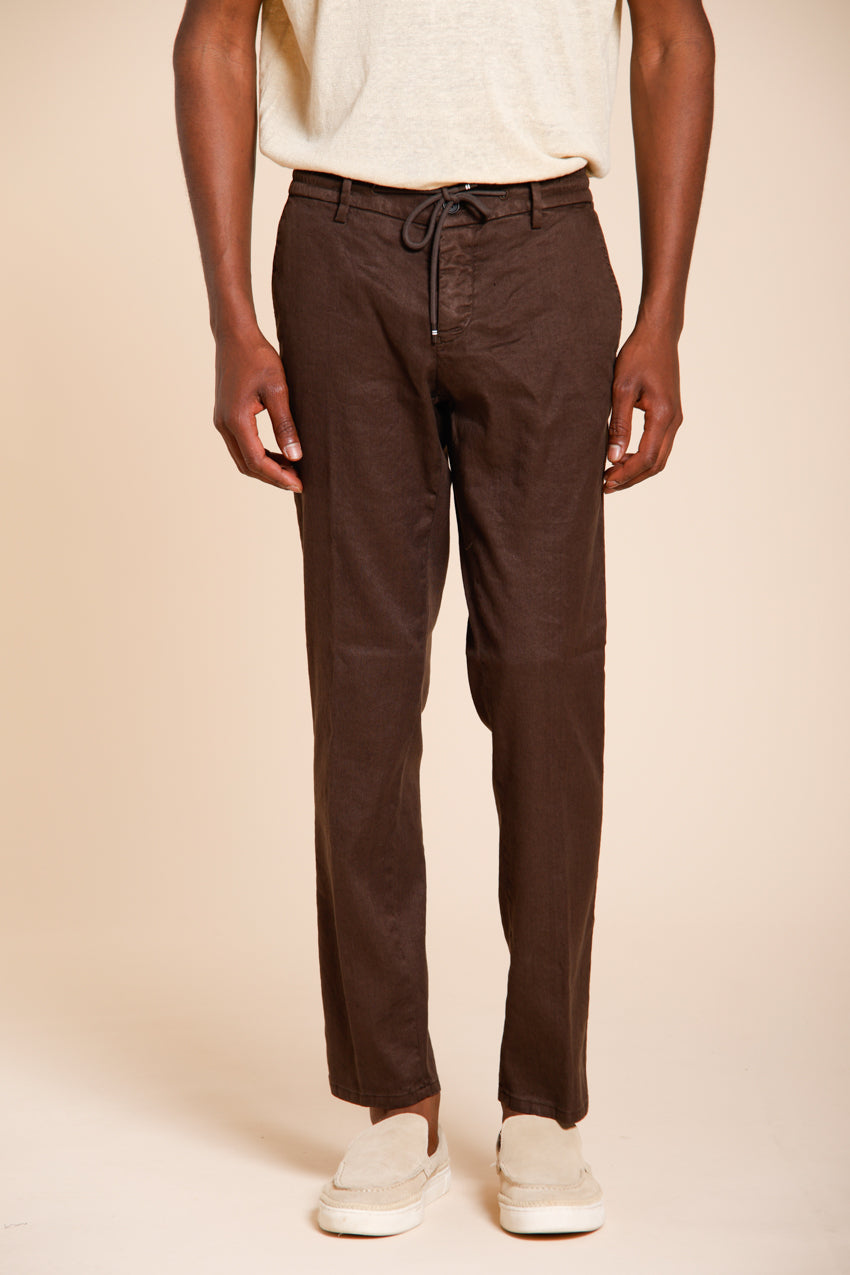 Milano Jogger pantalón chino hombre en twill de lino y algodón extra slim fit