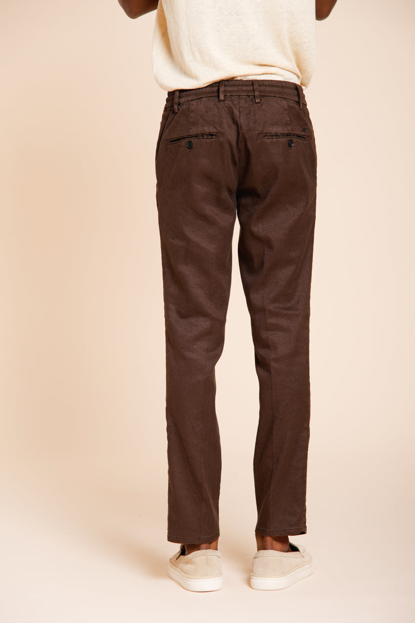 Milano Jogger pantalón chino hombre en twill de lino y algodón extra slim fit