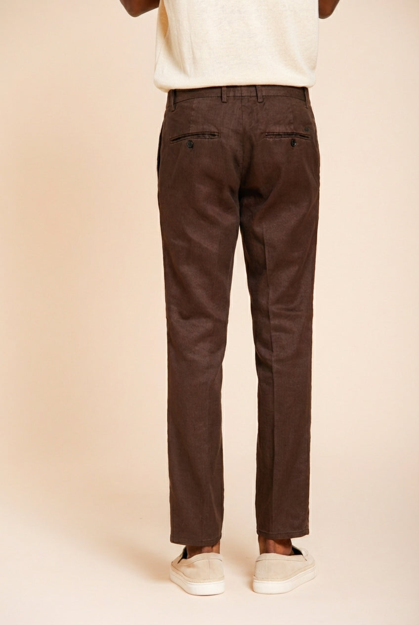 Milano Jogger men's chino pants in linen and cotton twill extra slim fit