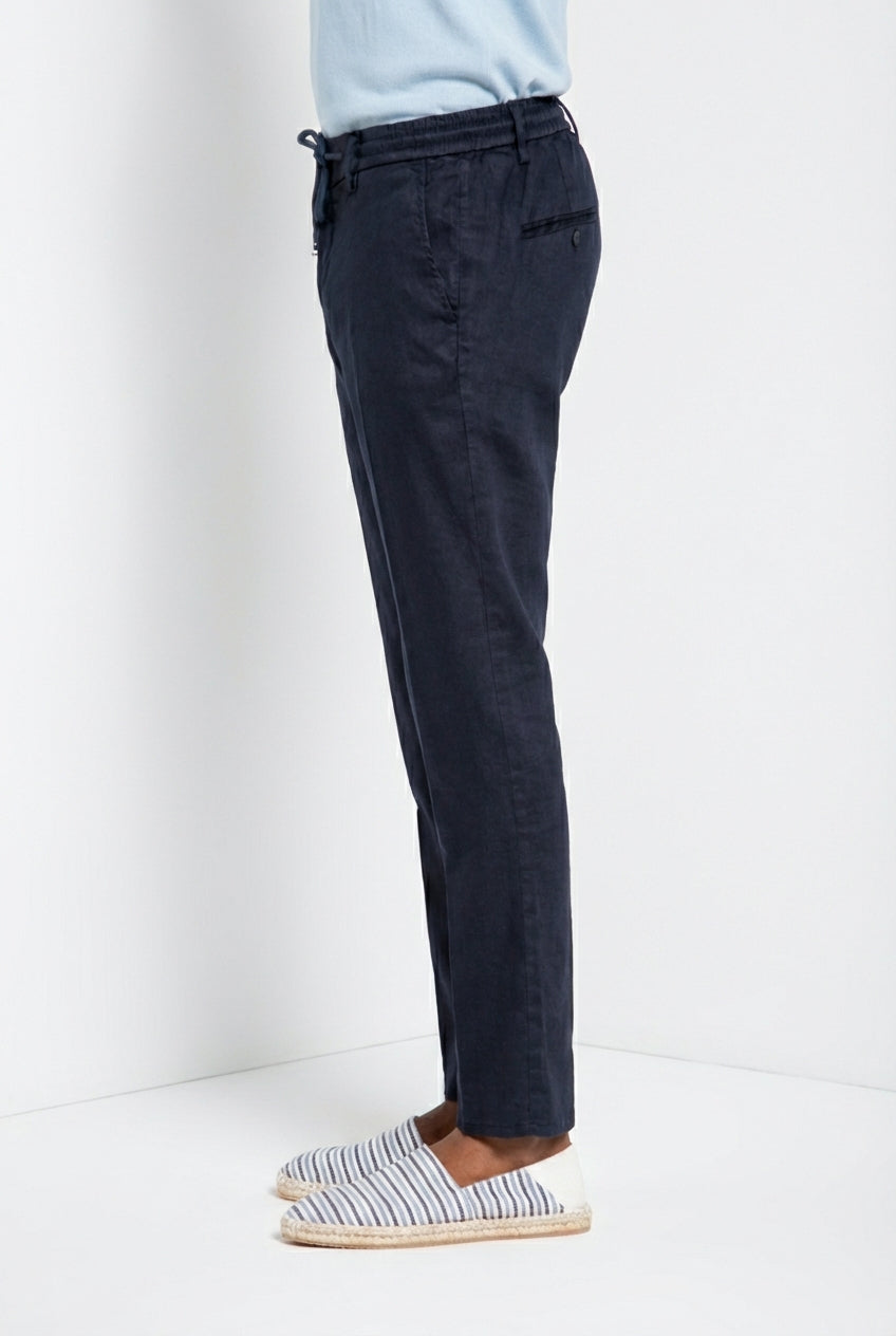 Milano Jogger pantalon chino homme en twill de lin et coton extra slim fit