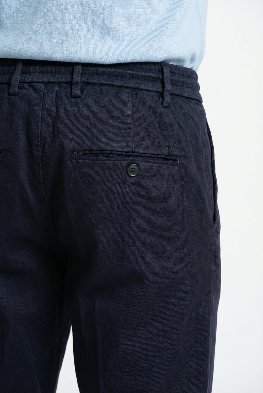 Milano Jogger pantalon chino homme en twill de lin et coton extra slim fit