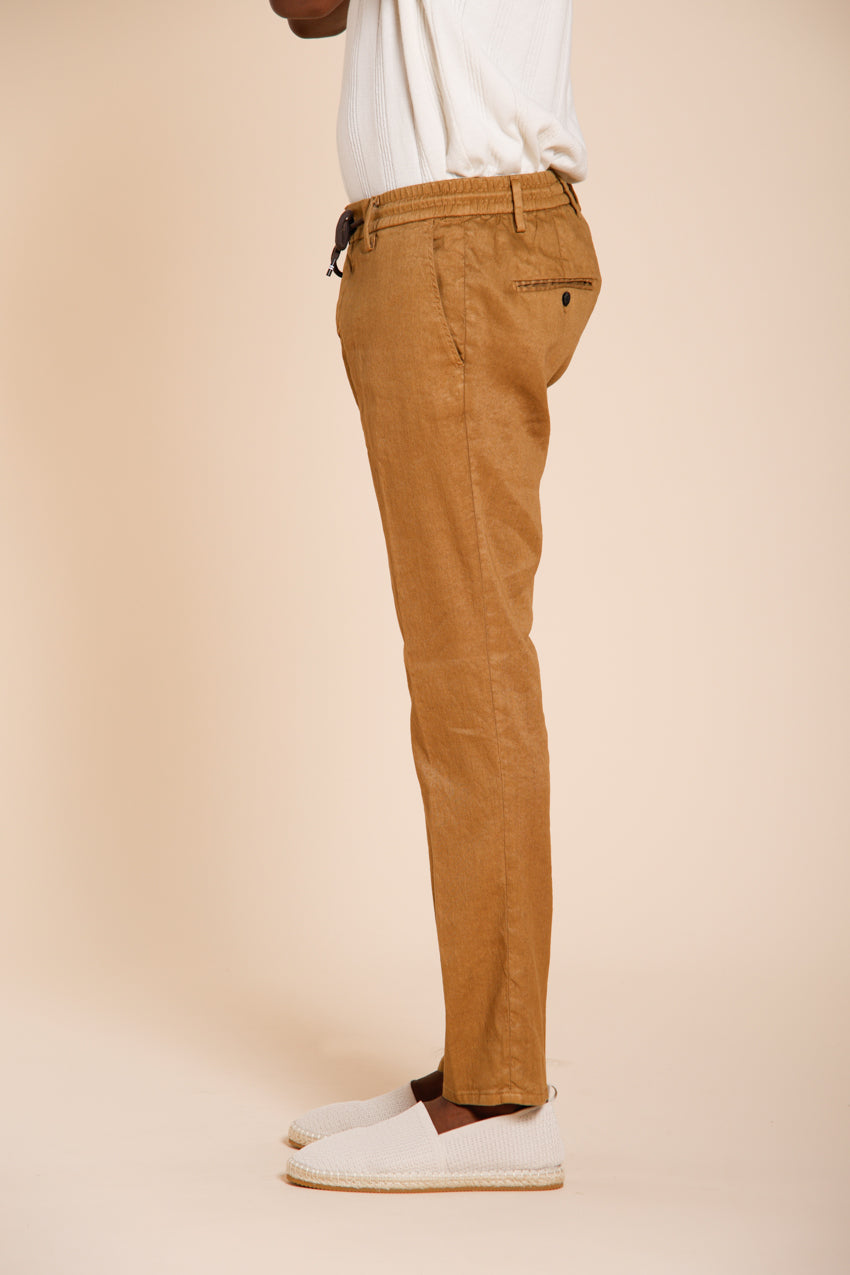 Milano Jogger Hose Chino Herren aus Leinen- und Baumwolltwill extra slim fit