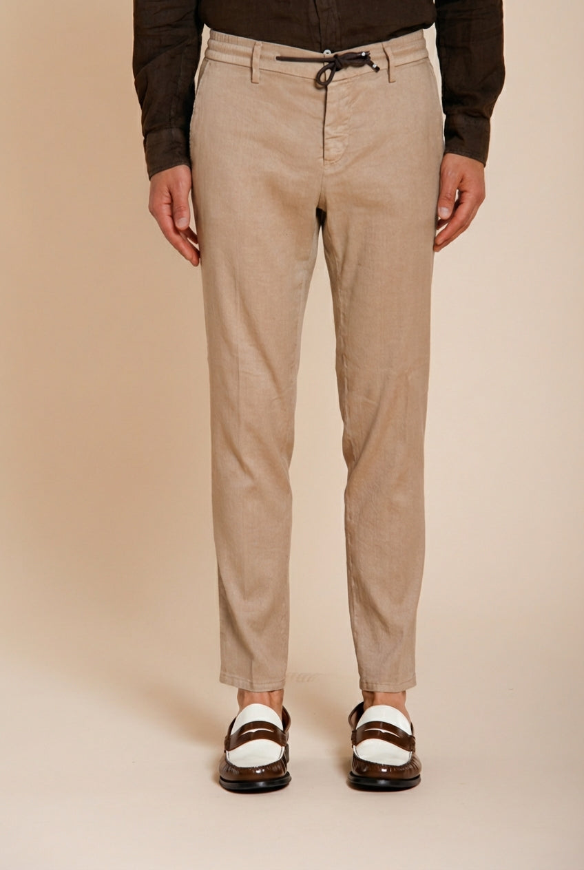Milano Jogger men's chino pants in linen and cotton twill extra slim fit